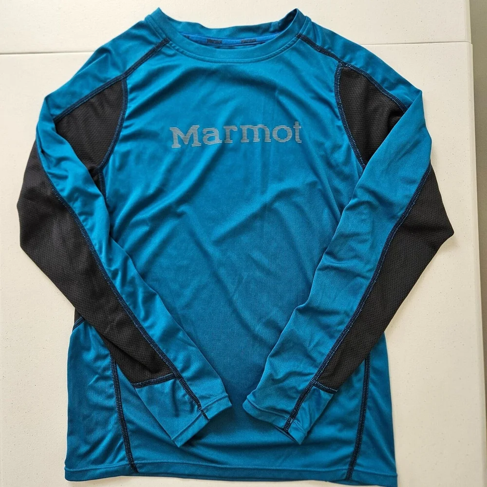 Marmot Youth Boys Long Sleeve Blue Water/Sun Shirt Size XL Outdoors Lake